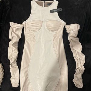 Brand new tan vegan leather dress and matching purse with tags, size 6